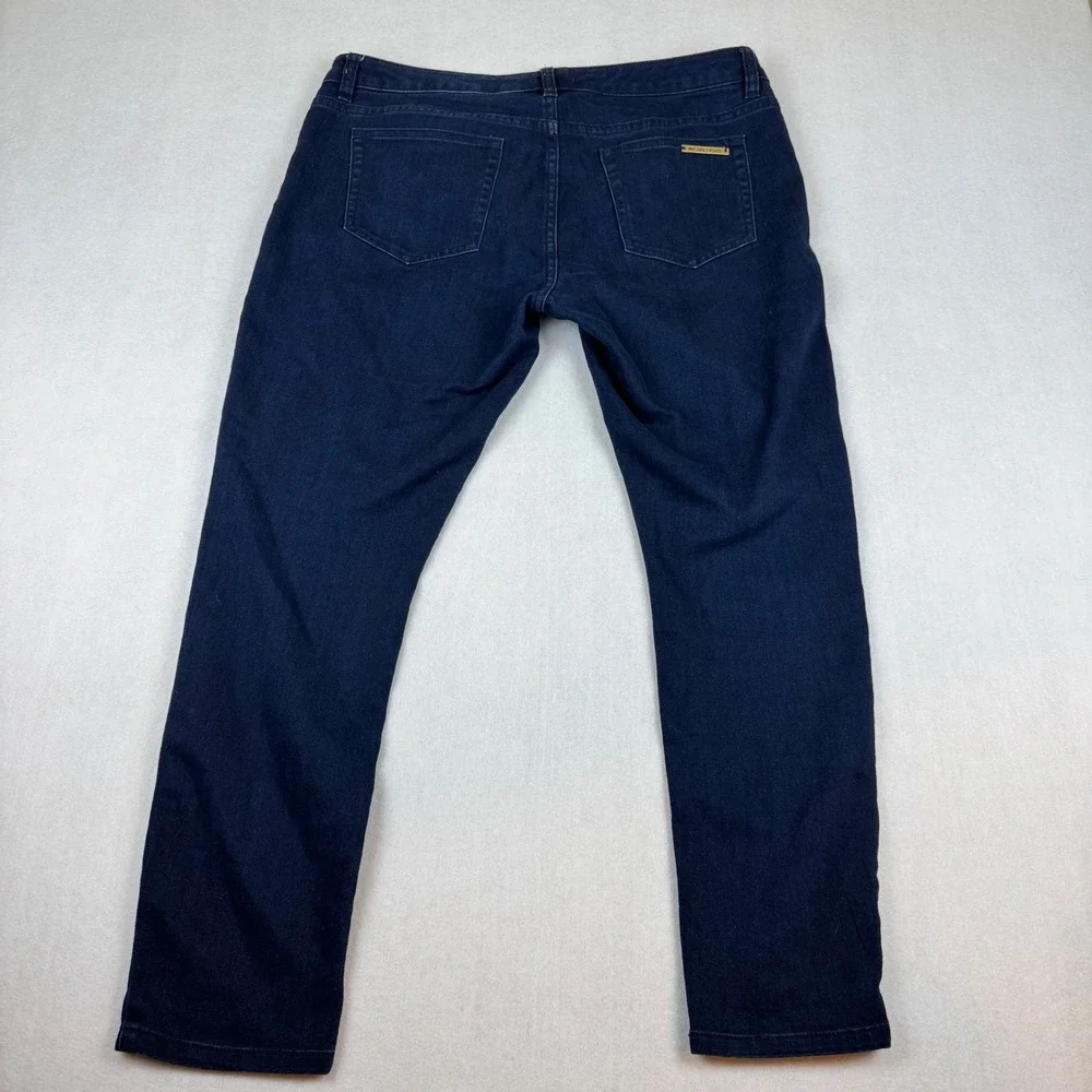 Michael Kors Womens Skinny Jeans Dark Wash Gold Zip Detail Size 12